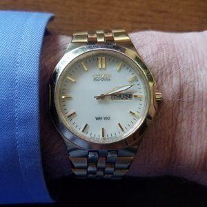 Men's Citizen Eco-Drive Watch - Gold/Cream (READ)